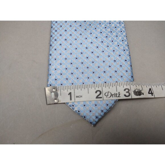 DiBanGu Mens 100% Silk Hand Tailored Textured Silk Light & Dark Blue 58x3 - Picture 7 of 7